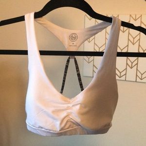 White and gray sports bra